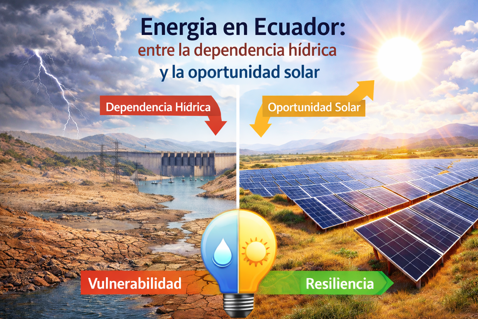 Energía eléctrica en Ecuador: entre la dependencia hídrica y la oportunidad solar